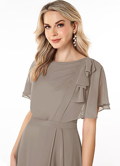 Azazie Aaliyah Modest Bridesmaid Dresses A-Line Scoop Pleated Chiffon Floor-Length Dress image5