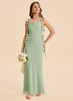Azazie Trinity Junior Dusty Sage Mermaid Pleated Chiffon Dress image3