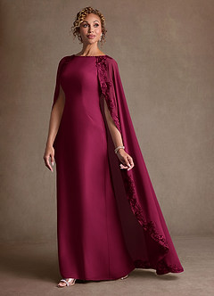 Azazie Artemisia Mother of the Bride Dresses Burgundy Sheath Lace Chiffon Dress image4