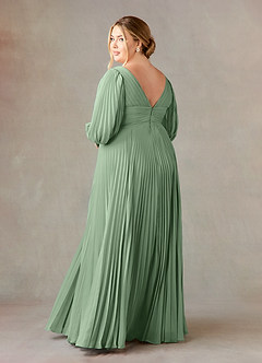Azazie Zahara Mother of the Bride Dresses Matcha A-Line V-Neck Pleated Chiffon Dress image10