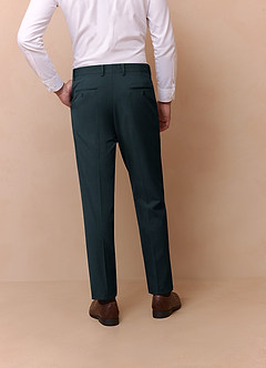 front Savile Dark Green Wool Blend Dress Pants
