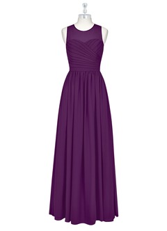 Azazie Nina Brautjungfernkleider A-Linie Plissee Chiffon Kleid Traube image6