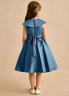 Azazie Acorn Flower Girl Dresses Bermuda A-Line Pleated Matte Satin Dress image2