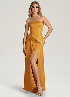 Azazie Tierney Bridesmaid Dresses Butterscotch A-Line Strapless Chiffon Convertible Dress image6