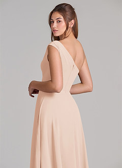 Azazie Melanie Final Sale Dusty Blue A-Line Off the Shoulder Chiffon Dress image2
