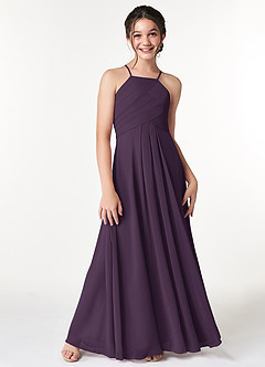 Azazie Ginger Junior Plum A-Line Pleated Chiffon Dress image5
