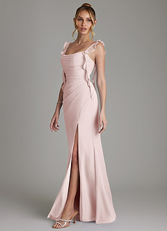 Azazie Jessamine Bridesmaid Dresses Blushing Pink Mermaid Corset Chiffon Dress image5