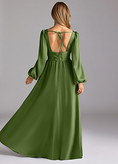 Azazie Norah Robes de demoiselle d'honneur Robe Trapèze en Satin extensible Genévrier image2