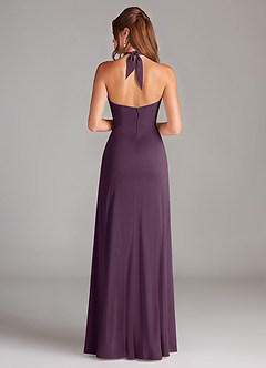 Azazie Elliana Bridesmaid Dresses Plum A-Line Side Slit Stretch Satin Dress image6