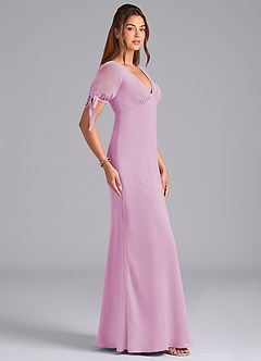 Azazie Pheby Bridesmaid Dresses Candy Pink A-Line Pleated Chiffon Dress image5