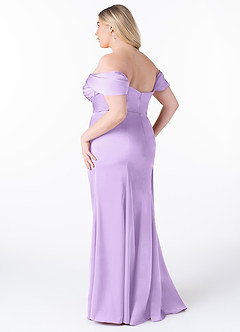 Azazie Amyra Vestidos de damas de honor Vestido de Lila de Satén Elástico de Corte Recto Convertible con Vestidos sin tirantes image13