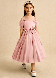 Azazie Juni Robe Demoiselle D'honneur Fillette Robe Princesse en Tulle Plissée Rosette image7