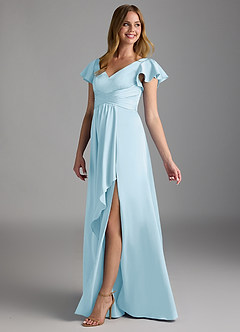 Azazie Omari Bridesmaid Dresses Sky Blue A-Line Stretch Satin Dress image5