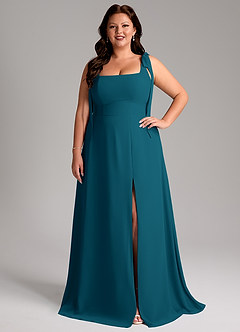 Azazie Debra Bridesmaid Dresses Ink Blue A-Line with Pockets Chiffon Convertible Dress image8