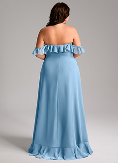 Azazie Lyra Bridesmaid Dresses Steel Blue A-Line Chiffon Convertible Dress image12