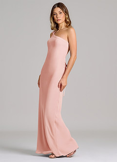 Azazie Monroe Brudtärnklänningar Klä av Tubklänning i Chiffong Ena axeln Rosett image4