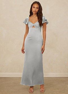 Christian Siriano Bridal for Azazie 1005 Bridesmaid Dresses Silver Sheath Sweetheart Neckline Stretch Satin Dress image4