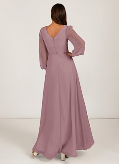 Azazie Sage Bridesmaid Dresses A-Line Long Sleeve Chiffon Floor-Length Dress image4