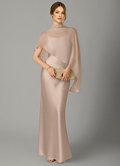 Azazie Jaleesa Bridesmaid Dresses English Rose Sheath High Neck Stretch Satin Dress image5