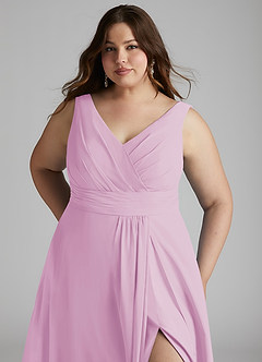 Azazie Karina Bridesmaid Dresses Candy Pink A-Line Pleated Chiffon Dress image11