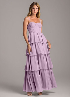 Azazie Alanna Robes de demoiselle d'honneur Robe Trapèze en Mousseline de soie Encolure en Forme de Cœur Glycine image1