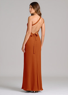 Azazie Monroe Brautjungfernkleider Etui One-Shoulder Chiffon Kleid Paprika image2