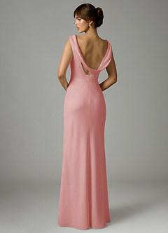 Azazie Kieryn Robes de demoiselle d'honneur Robe Sirène en Satin extensible Plissée Rose Poudré image5