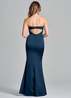 Azazie Olea Jurken voor bruidsmeisjes Converteerbaar Jurk van Stretch Satijn met Zeemeermin Strapless Donkere Marine image4