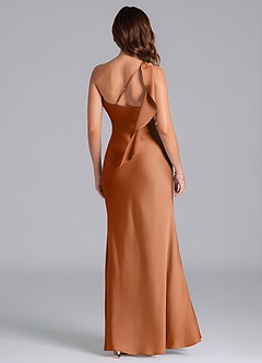 Azazie Driea Brudtärnklänningar Klä av Sjöjungfru i Stretch Satin Ena axeln Koppar image2