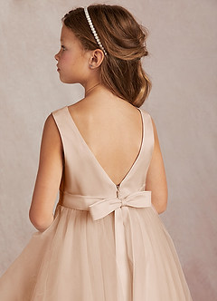Azazie Marlee Flower Girl Dresses English Rose A-Line Pleated Matte Satin Dress image5