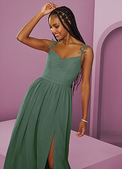 Barbie ♥ Azazie Brudepigekjoler En streg Plisseret Chiffon Gulv-længde Kjole image11