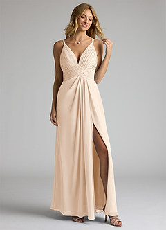 Azazie Maren Allure Bridesmaid Dresses White Alabaster A-Line V-Neck Lace Chiffon Dress image9