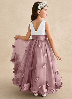 Azazie Vi Flower Girl Dresses Dusty Rose A-Line Sleeveless Tulle Dress image1