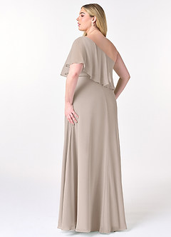 Azazie Lizzy Robes de demoiselle d'honneur Robe Trapèze en Mousseline de soie Ue épaule Givre image11