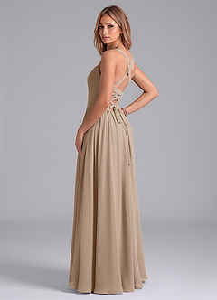 Azazie Francis Abiti da Damigella Abito A-Line in Chiffon Corsetto Taupe image2