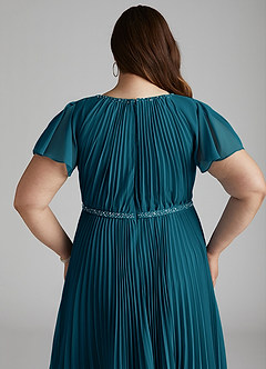 Azazie Kara Bescheidene Brautjungfernkleider A-Linie Plissee Chiffon Bodenlänge Kleid image14