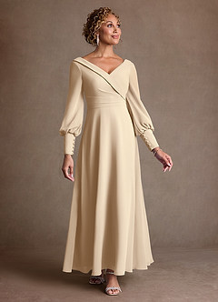 Azazie Paterson Mother of the Bride Dresses Champagne A-Line Pleated Chiffon Dress image1