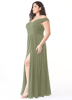 Azazie Audrianna Bridesmaid Dresses Pistachio A-Line Off-The-Shoulder Gathered Chiffon Convertible Dress image9