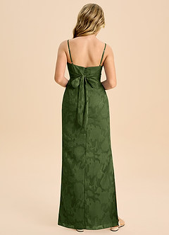 Azazie Mai Junior Etui Plissee Blumen-Burnout Kleid Olivgrün image2