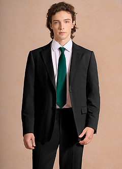 front Carter 검은색 면과 린넨 혼방 정장 재킷