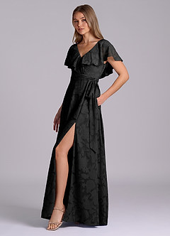 Azazie Lainey Suknie dla druhen Linia A z kieszeniami Kwiatowe wypalenie Do ziemi Sukienka image6