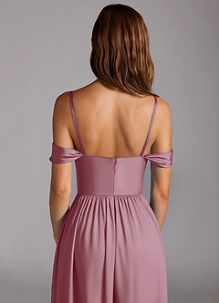 Azazie Calianna Bridesmaid Dresses Vintage Mauve A-Line Off the Shoulder Stretch Satin Convertible Dress image5