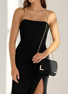 front Bolso de mano tipo sobre de satén mate a juego