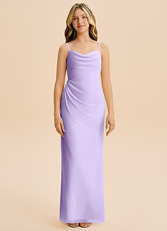 Azazie Mai Junior Lilac Sheath Pleated Chiffon Dress image3
