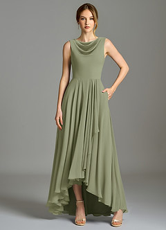 Azazie Wonderland Brautjungfernkleider A-Linie Plissee Chiffon Kleid Pistazie image6