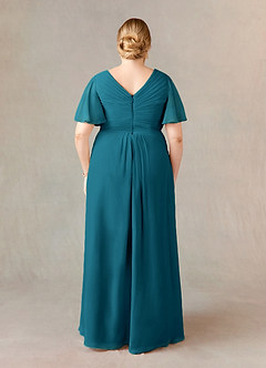 Azazie Morning Glory Abiti per la Madre della Sposa Abito A-Line in Chiffon Increspato con Scollo a V Blu Inchiostro image6