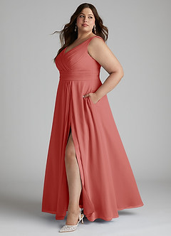 Azazie Karina Bridesmaid Dresses Antique Rose A-Line Pleated Chiffon Dress image7