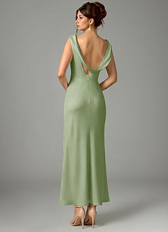 Azazie Kieryn Bridesmaid Dresses Dusty Sage Mermaid Pleated Stretch Satin Dress image5