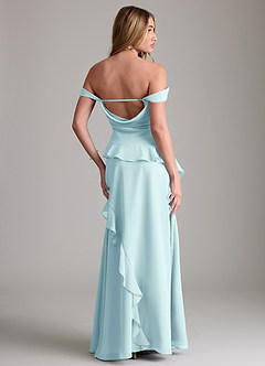 Azazie Sloane Robes de demoiselle d'honneur Robe Trapèze en Mousseline de soie Encolure en Forme de Cœur Verre De Mer image7