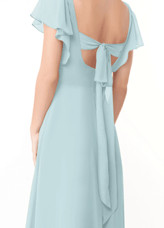 Azazie Syenna Bridesmaid Dresses Mist A-Line Ruched Chiffon Dress image3
